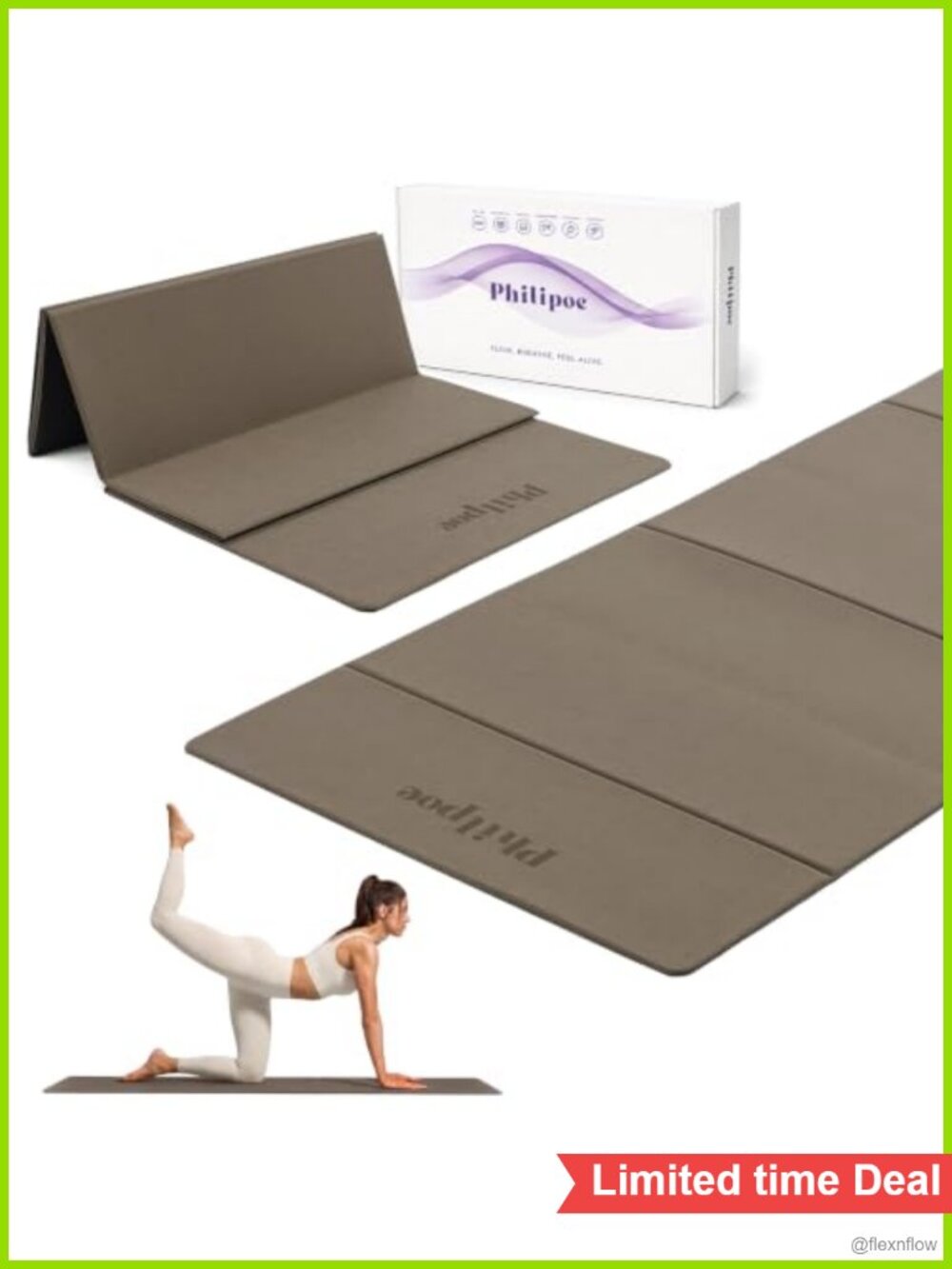 Foldable Yoga Mat 70x24 6mm Non-Slip POE Exercise Mat with Suede Top